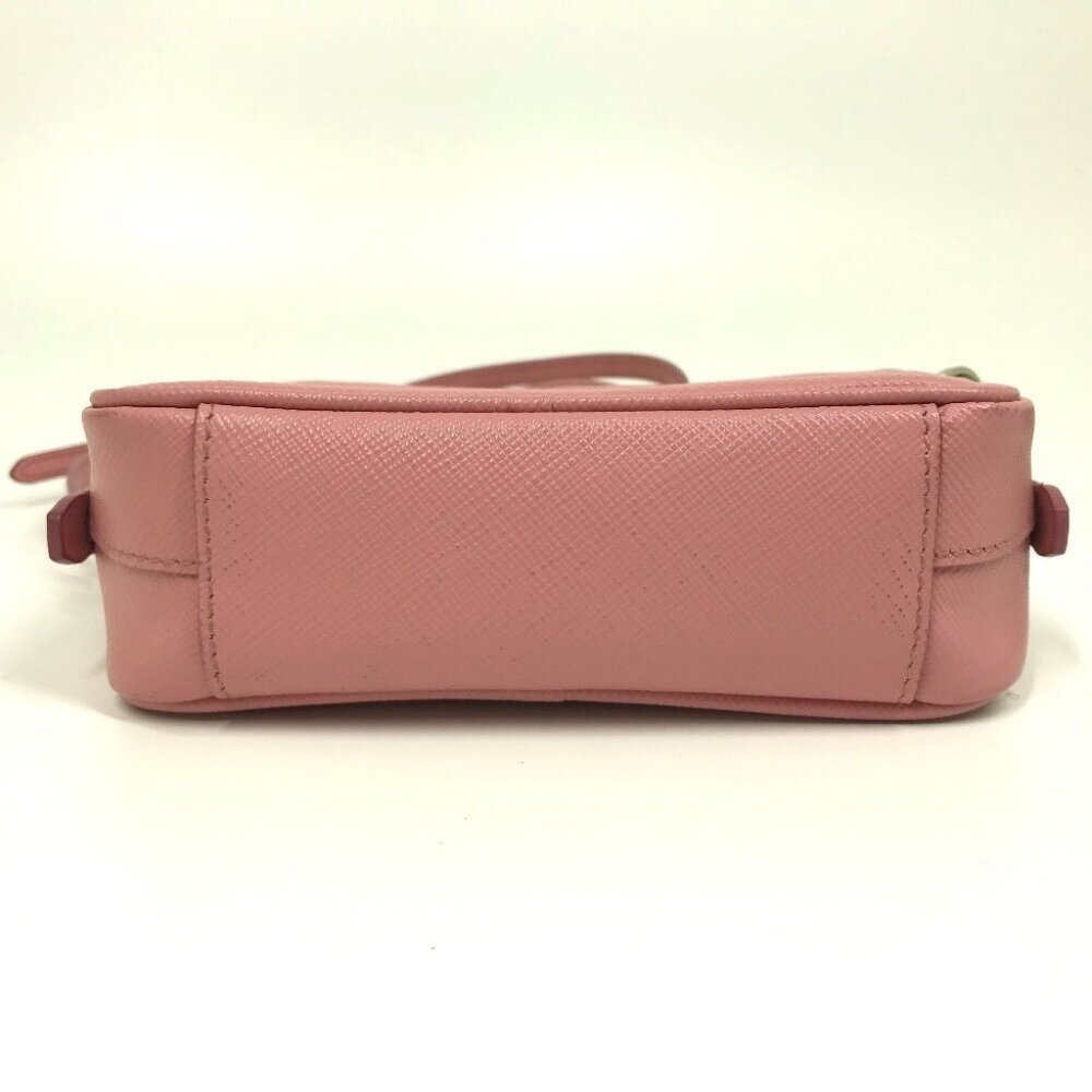 PRADA 1NF674 logo Shoulder pouch Cluch Bag Shoulder Bag Safiano Leather pink - Picture 6 of 13